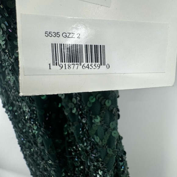 Mac Duggal Lattice Sequined Halter Midi Dress Bottle Green Size 2 NWT - Picture 9 of 11